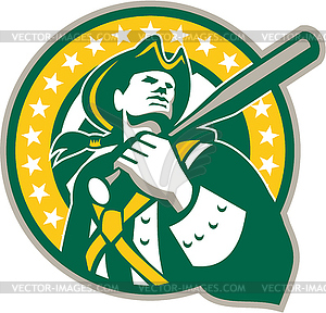 American Patriot Baseball Player Green Gold Retro - vector clipart