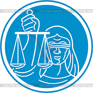 Lady Blindfolded Hold Scales Justice Circle - vector clipart