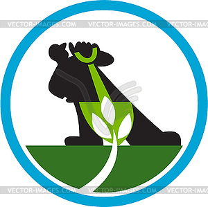 Organic Farmer Shovel Plant Circle - vector clipart