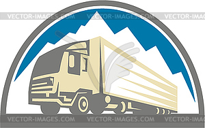 Container Truck and Trailer Retro - vector image