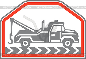 Tow Wrecker Truck Side Retro - vector image