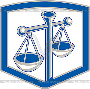 Scales of Justice Shield Retro - vector clipart