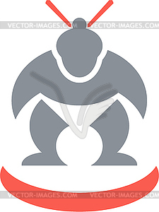 Japanese Sumo Wrestler Front - vector clipart