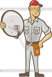 Cable TV Installer Guy Standing - vector clipart / vector image