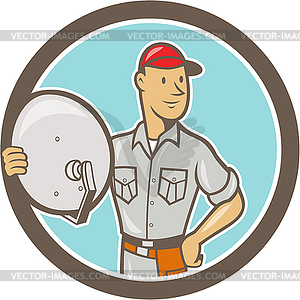 Cable TV Installer Guy Cartoon - vector image