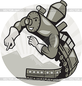 Super Steam Train Locomotive Man - vector clipart