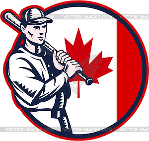 Canadian Baseball Batter Canada Flag Circle - vector clip art