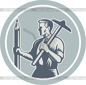 Architect Draftsman Circle Retro - vector clip art