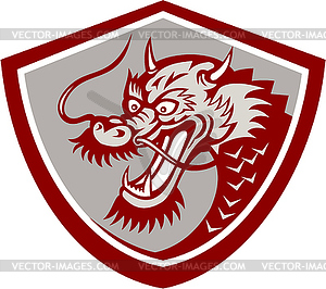 Chinese Red Dragon Head Shield - vector clipart