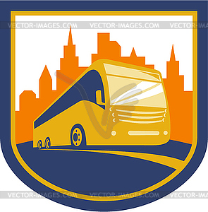 Tourist Coach Shuttle Bus Retro - vector clipart