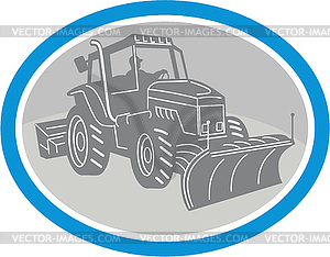 Snow Plow Truck Oval Retro - vector clip art