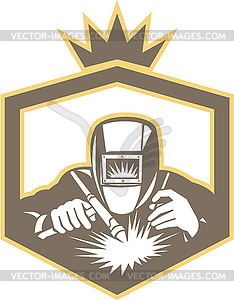 Welder Fabricator Welding Torch Shield Retro - vector image