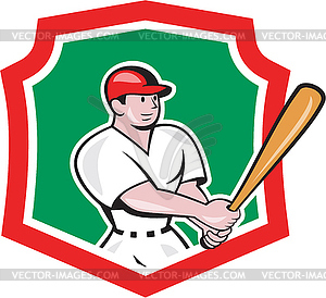 Baseball Player Batting Crest Cartoon - vector image