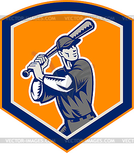 Baseball Batter Batting Shield Retro - vector image