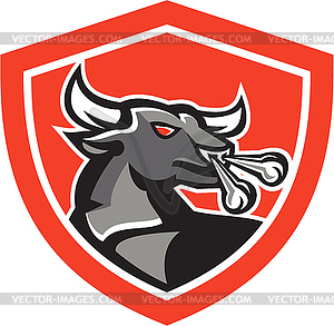 Angry Bull Head Shield Retro - vector clip art