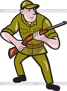 Hunter Carrying Rifle Cartoon - vector image