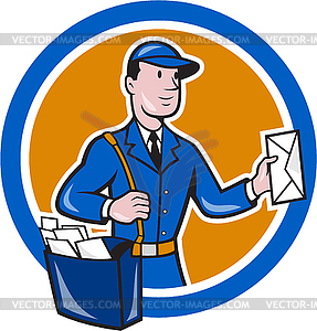 Mailman Postman Delivery Worker Circle Cartoon - vector clipart