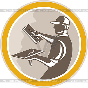 Plasterer Masonry Worker Trowel Retro - vector clip art