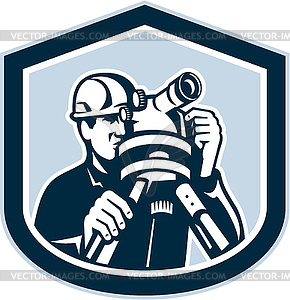 Surveyor Surveying Theodolite Shield Retro - vector image