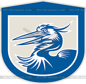 Большая голубая цапля Глава Щит Ретро - векторное изображение