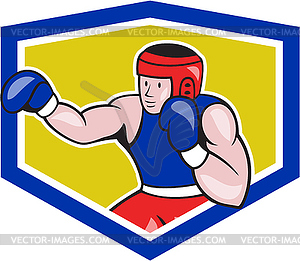 Amateur Boxer Boxing Shield Cartoon - vector clip art