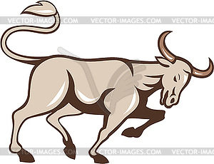 Bull Charging Side Cartoon - vector clipart / vector image