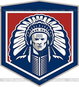 Native American Chief Shield Retro - vector clipart