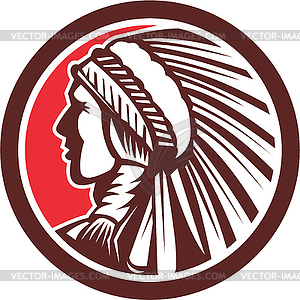 Native American Warrior Chief Circle - vector image