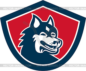 Siberian Husky Dog Head Shield Retro - vector clipart