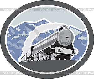 Steam Train Locomotive Mountains Retro - vector clip art
