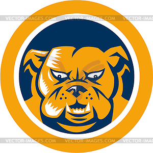 Bulldog Mongrel Dog Head Circle - vector clip art