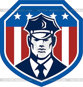 American Security Guard Flag Shield Retro - vector image