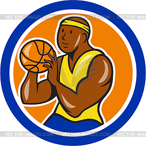 African-American Basketball Player Shooting - vector image