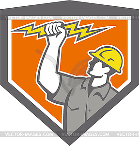 Electrician Wield Lightning Bolt Side Crest - vector image