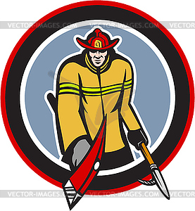 Fireman Carry Axe Hook Pike Pole Circle - vector image