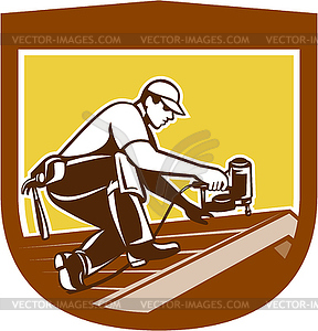 Roofer Roofing Worker Crest Shield Retro - vector image