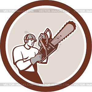 Lumberjack Tree Surgeon Arborist Chainsaw Circle - vector clip art