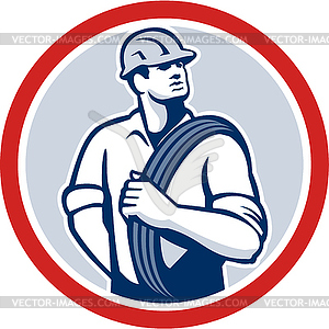 Power Lineman Wire Cable Circle Retro - vector clip art