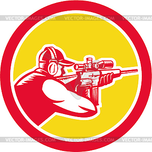 Shooter Aiming Telescope Rifle Circle Retro - vector image