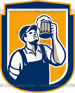 Bartender Toast Beer Mug Shield Retro - vector clipart