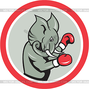 Elephant Boxer Boxing Circle Cartoon - vector clipart / vector image