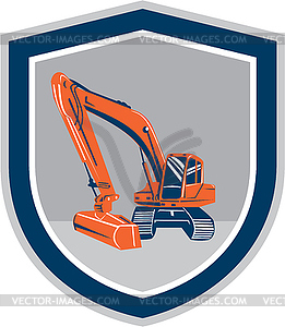 Mechanical Digger Excavator Retro Shield - vector EPS clipart