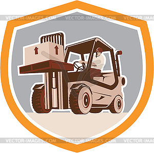 Forklift Truck Materials Handling Logistics Shield - stock vector clipart