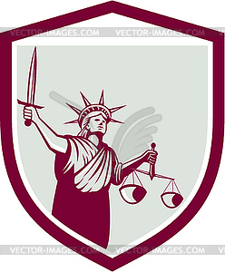 Statue of Liberty Holding Sword Scales Justice - vector clipart