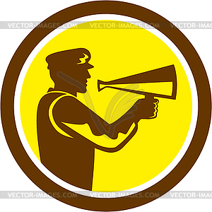 Movie Director Bullhorn Side Circle Retro - vector image