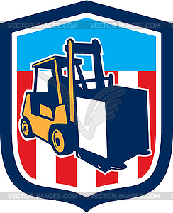Forklift Truck Materials Logistics Shield Retro - vector clipart