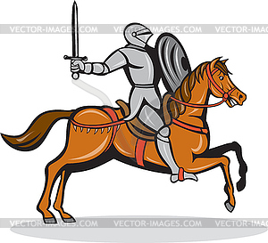 Knight Riding Horse Cartoon - vector clipart / vector image