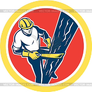 Power Lineman Repairman Harness Climbing Circle - vector clip art