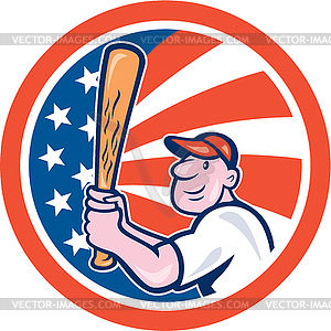 Ватин американский бейсболист Круг Мультяшный - векторное изображение EPS