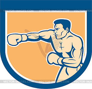 Boxer Boxing Punching Shield Cartoon - vector image